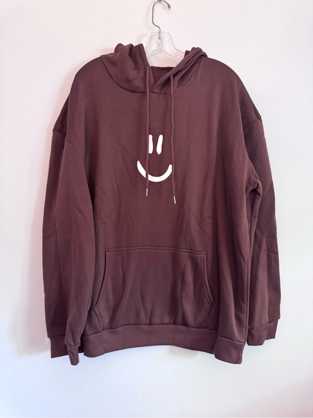 Brown Smiley Graphic Hoodie Sweatshirt - Men's XL